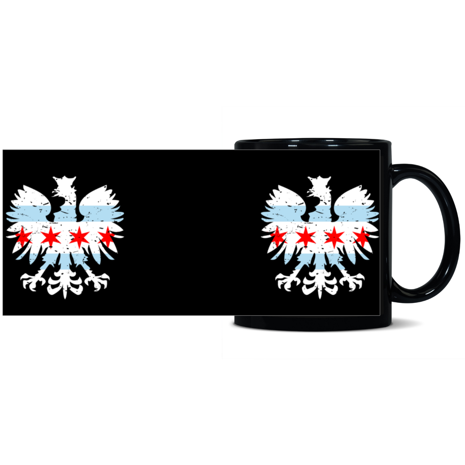 Chicago Flag Polish Eagle Black Patch 11oz Mug