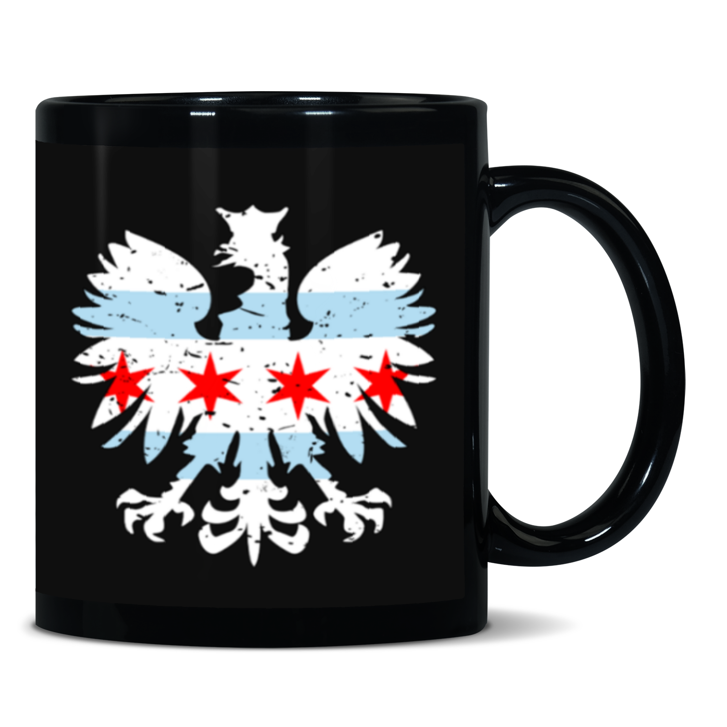 Chicago Flag Polish Eagle Black Patch 11oz Mug