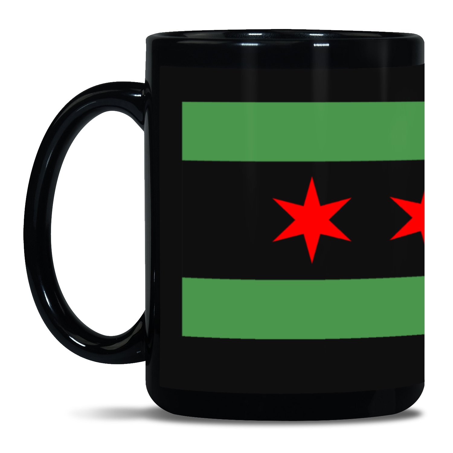 Chicago Flag Green River 15oz Black Patch Mug