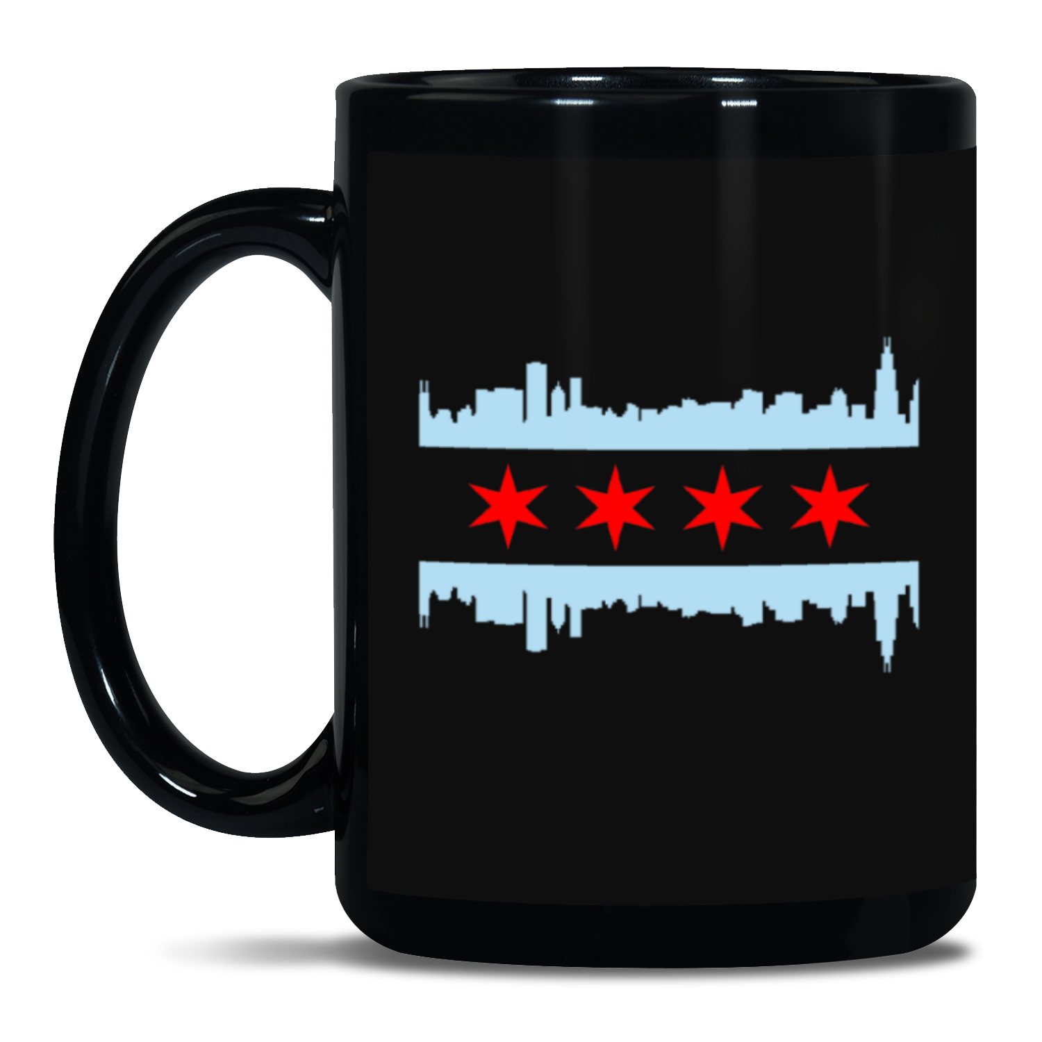 Chicago Flag Skyline Black Patch 15oz Mug