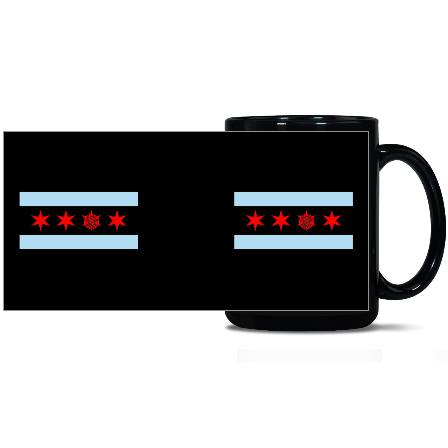 Chicago PD Flag Black Patch 15oz Mug
