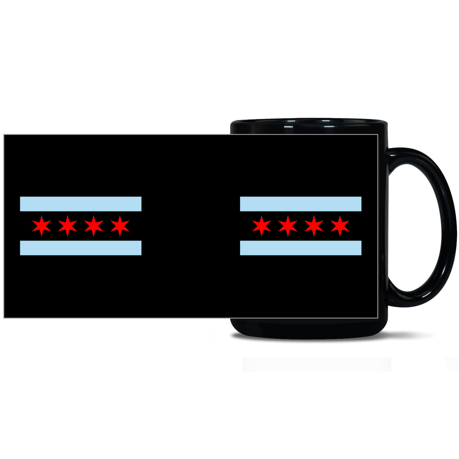Chicago Flag Black Patch 15oz Mug