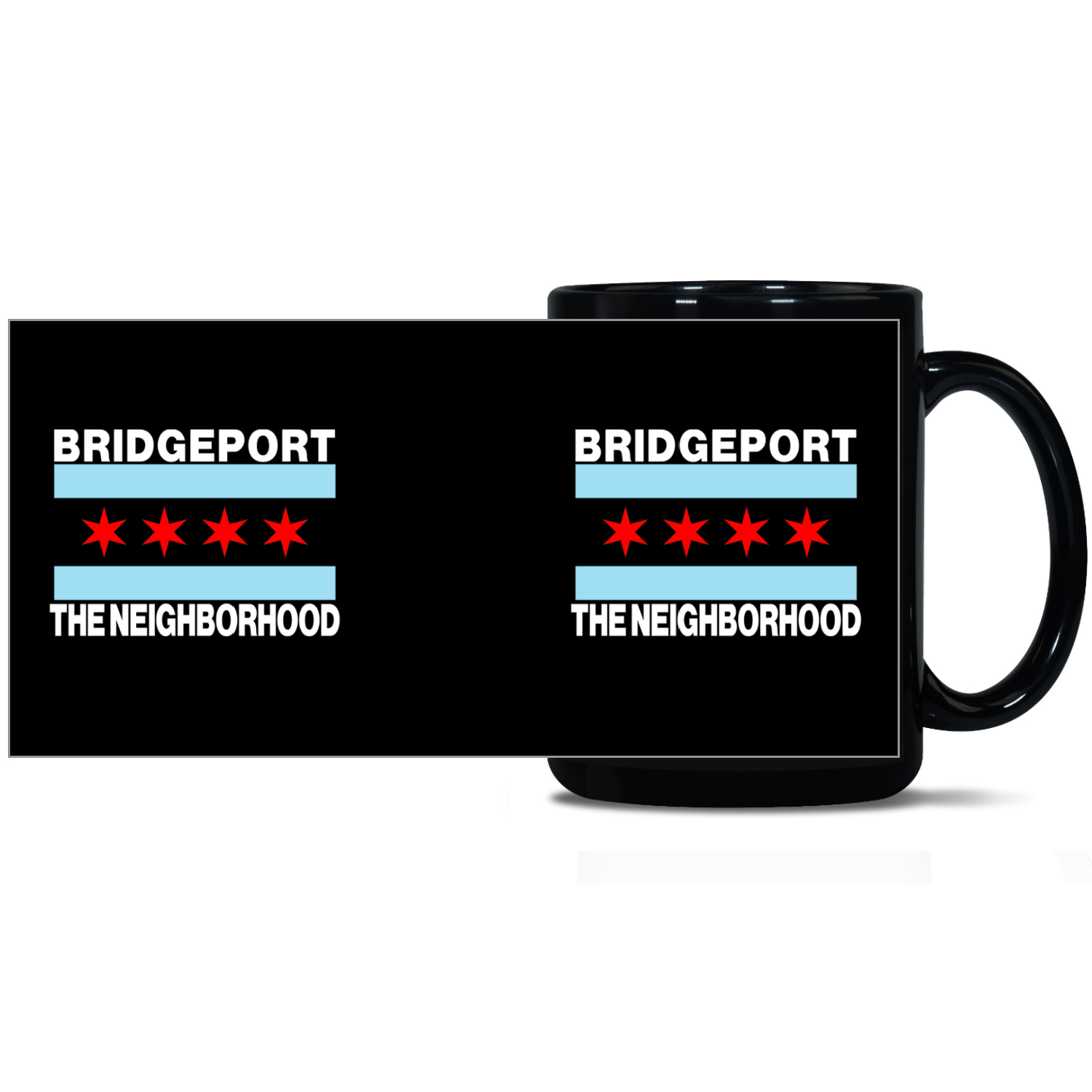 Chicago Flag Bridgeport Black Patch 15oz Mug