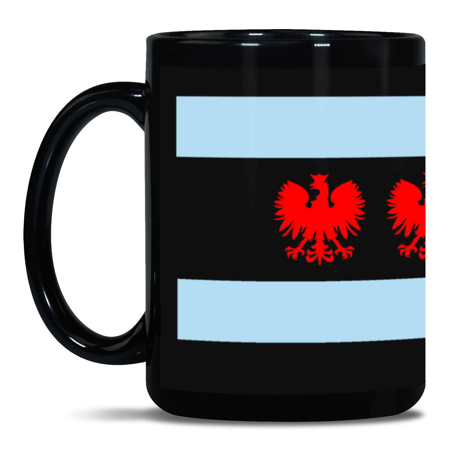 Chicago Flag Polish Four Eagle Black Patch 15oz Mug
