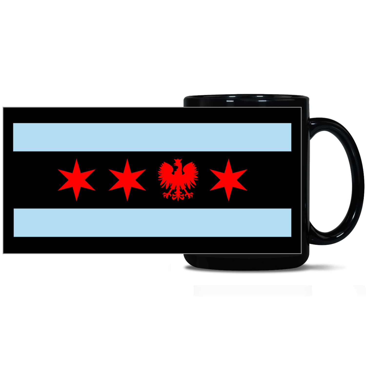 Chicago Flag Polish Single Eagle Black Patch Mug