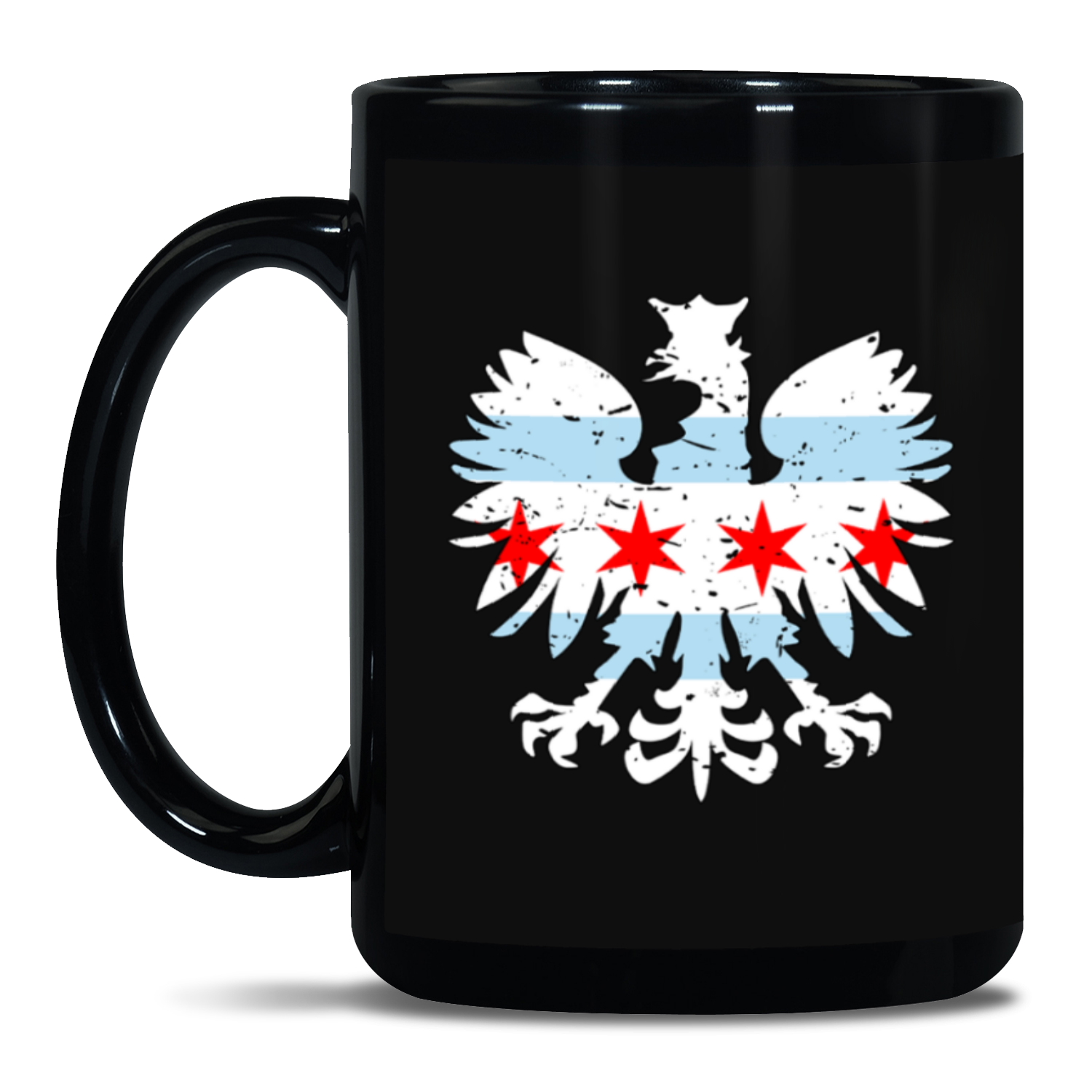 Chicago Flag Polish Eagle Black Patch 15oz Mug