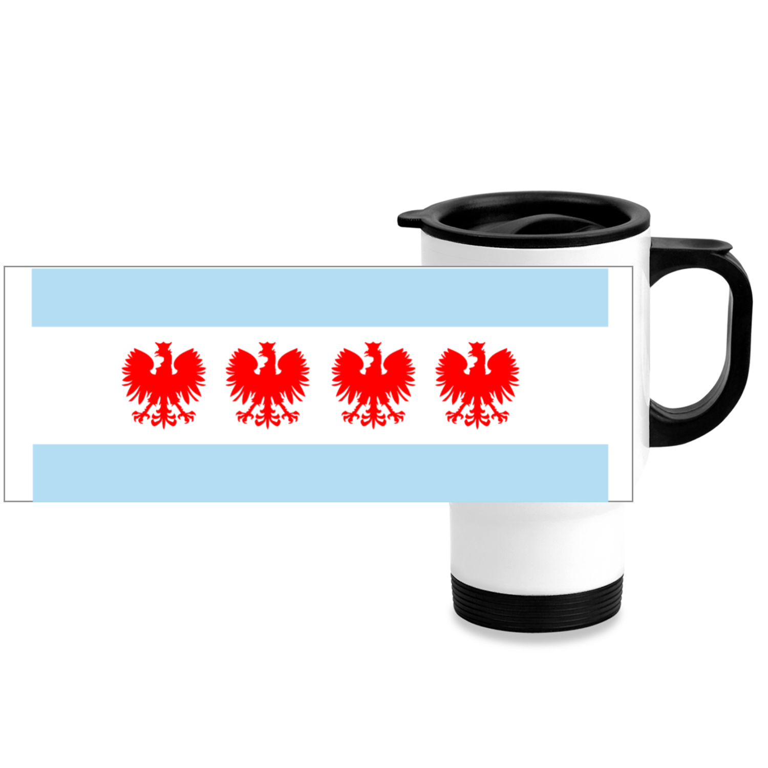 Chicago Flag Polish Four Eagle Travel Mug