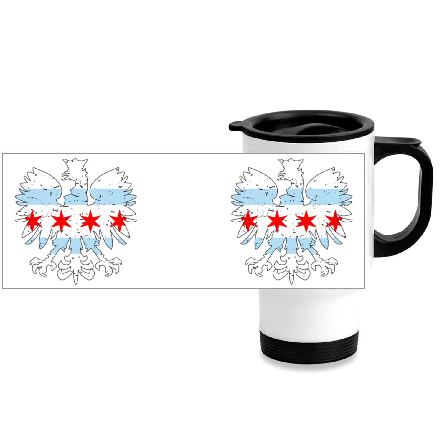 Chicago Flag Polish Eagle Travel Mug