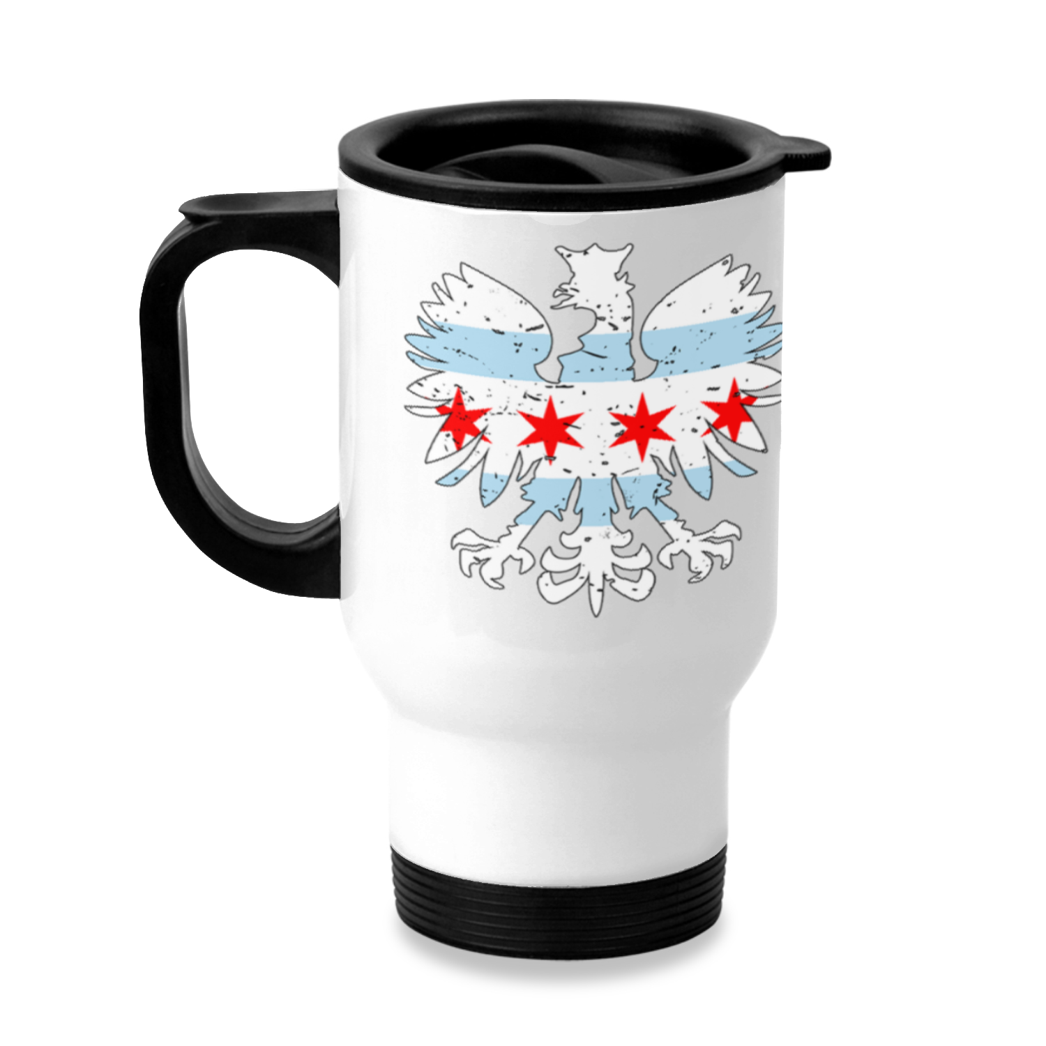 Chicago Flag Polish Eagle Travel Mug