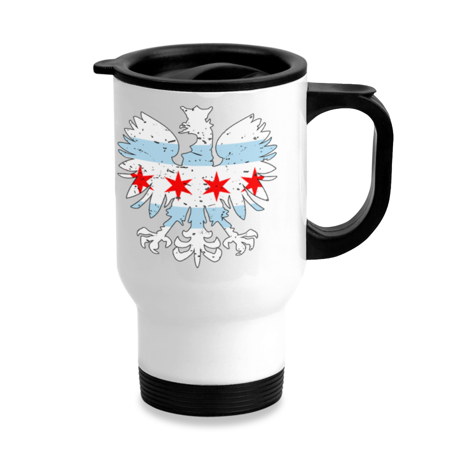 Chicago Flag Polish Eagle Travel Mug