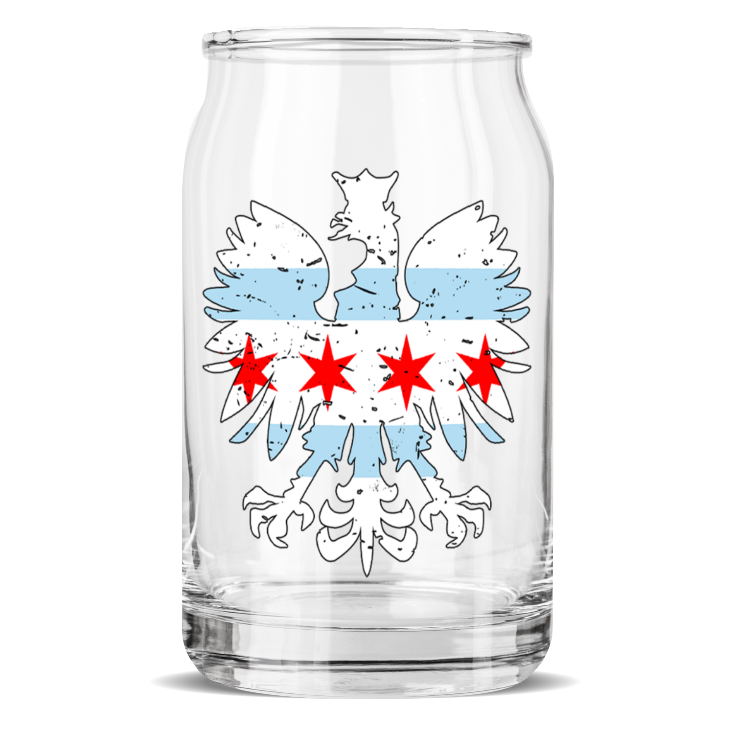 Chicago Flag Polish Eagle Sculptured Glass
