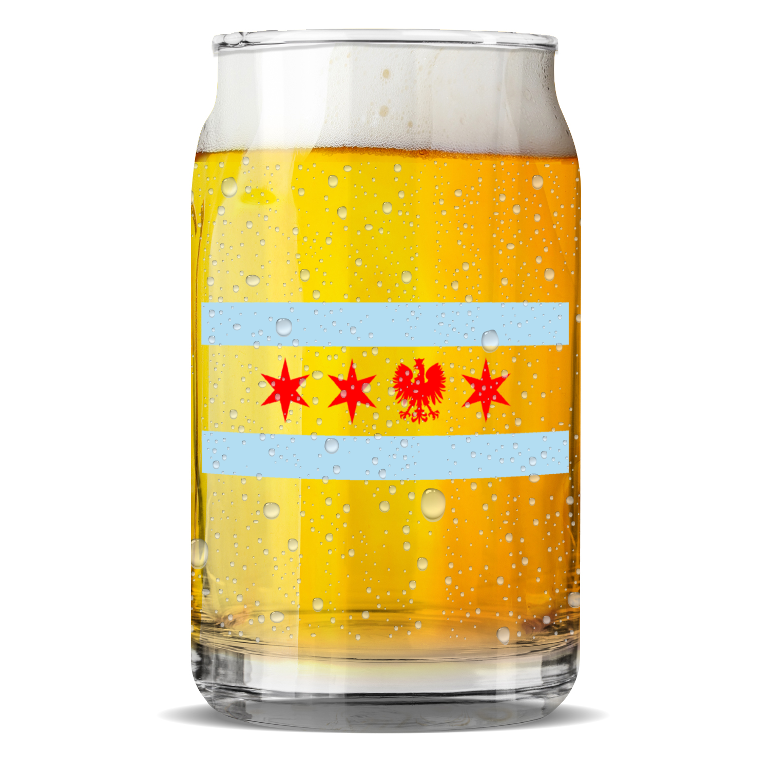 Chicago Flag Polish Single Eagle Sculptured Glass