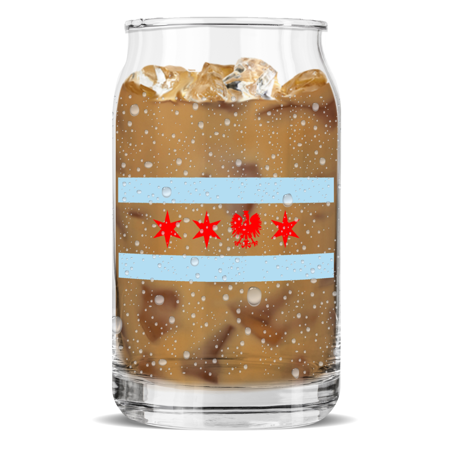 Chicago Flag Polish Single Eagle Sculptured Glass