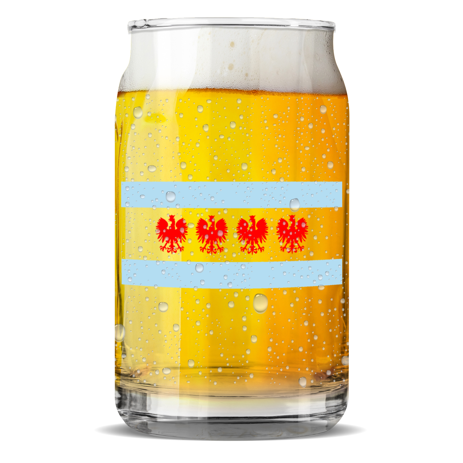 Chicago Flag Polish Four Eagle Sculptured Glass