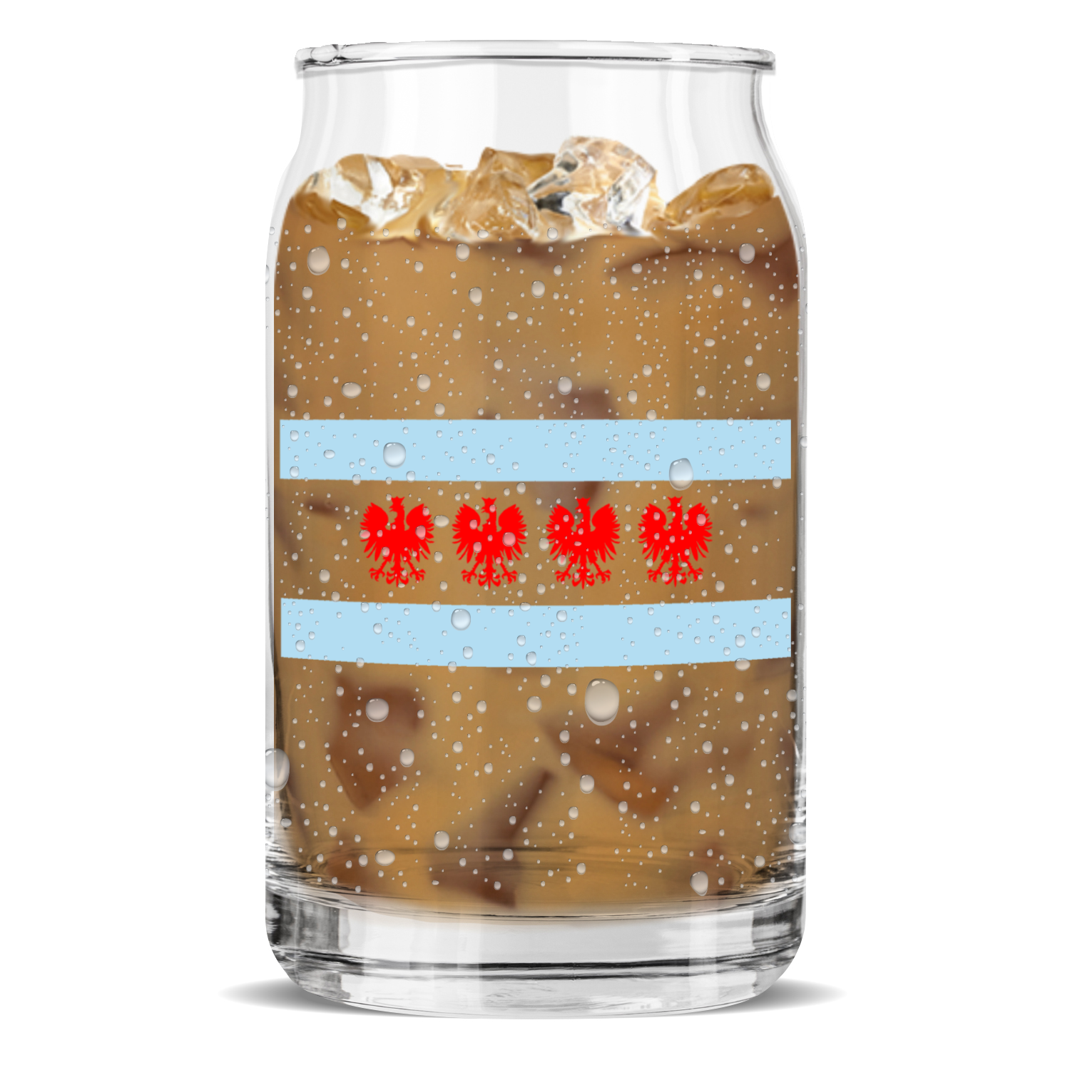 Chicago Flag Polish Four Eagle Sculptured Glass