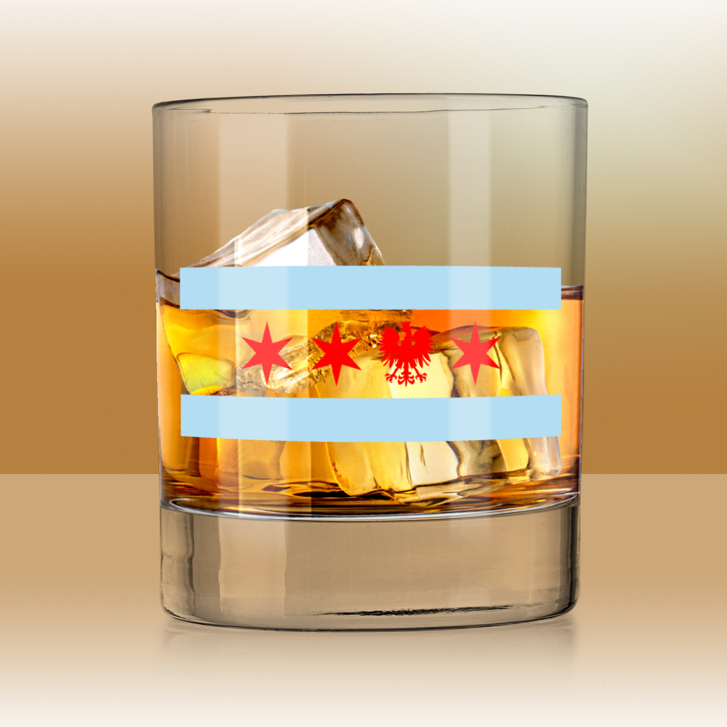 Chicago Flag Polish Single Eagle Whiskey Tumbler