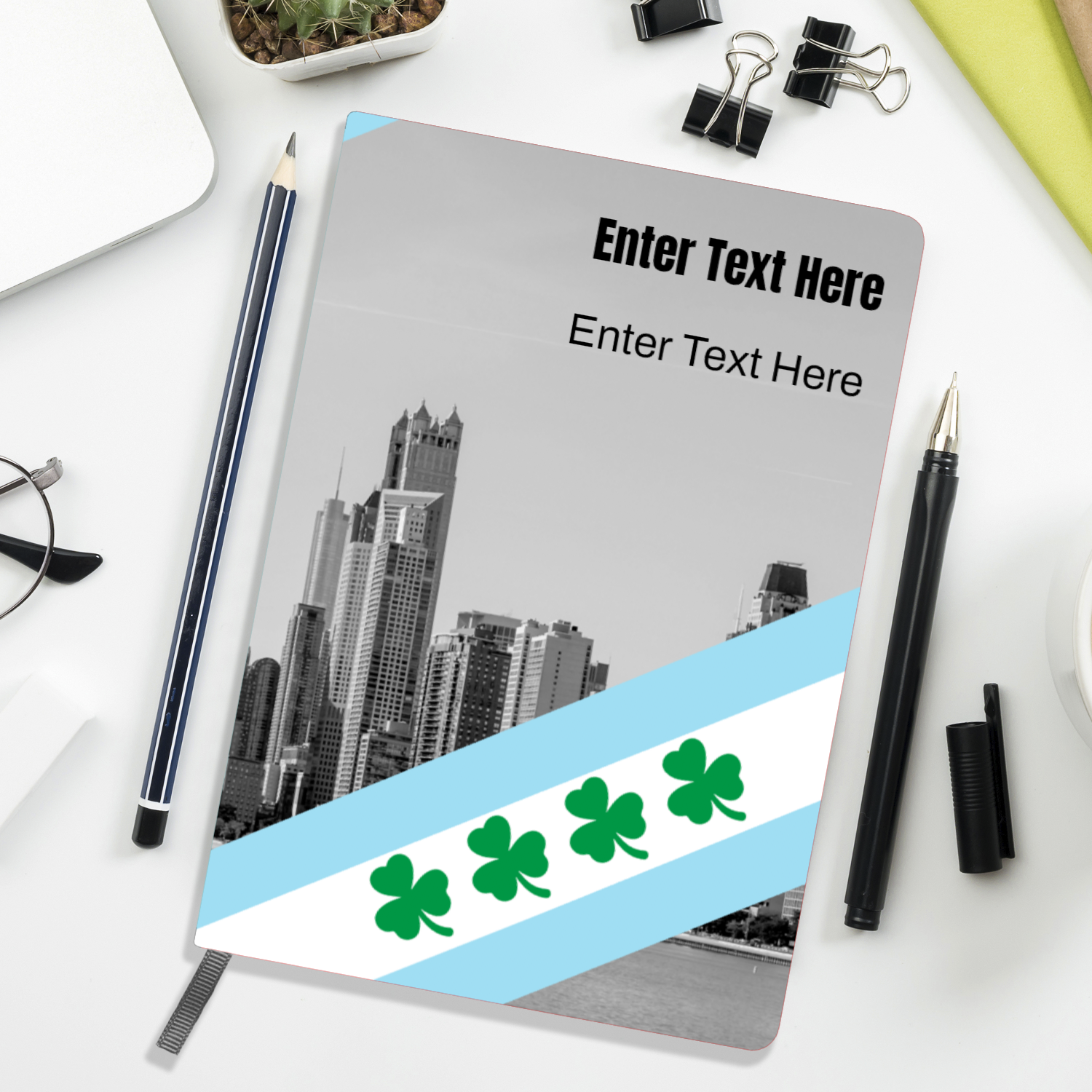 Chicago Flag Shamrock  A5 Personalized Journal