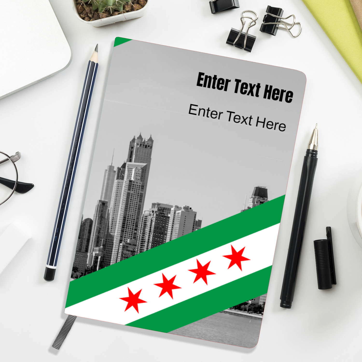 Chicago Flag Green River A5 Personalized Journal