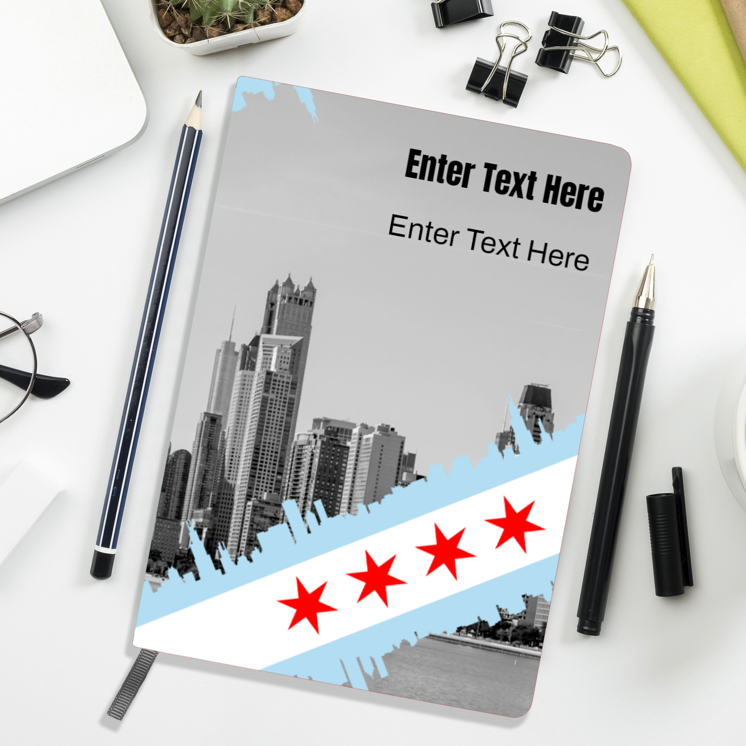 Chicago Skyline Flag A5 Personalized Journal