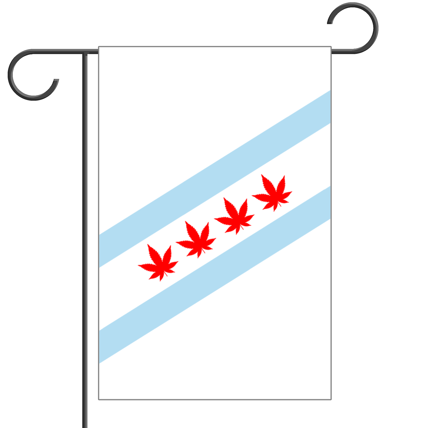 Chicago Flag Four Pot Leaf Garden Flag