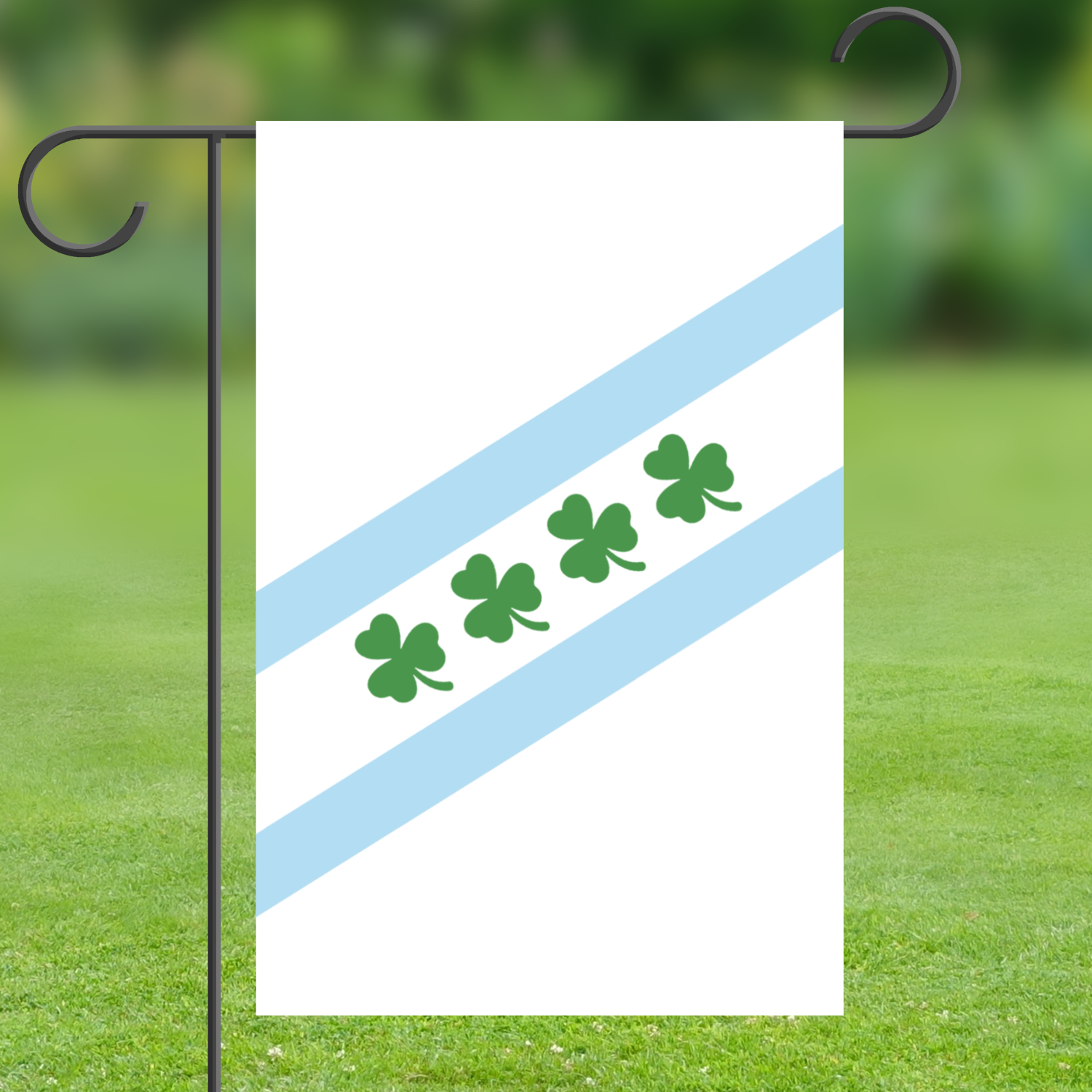 Chicago Flag Shamrock Garden Flag