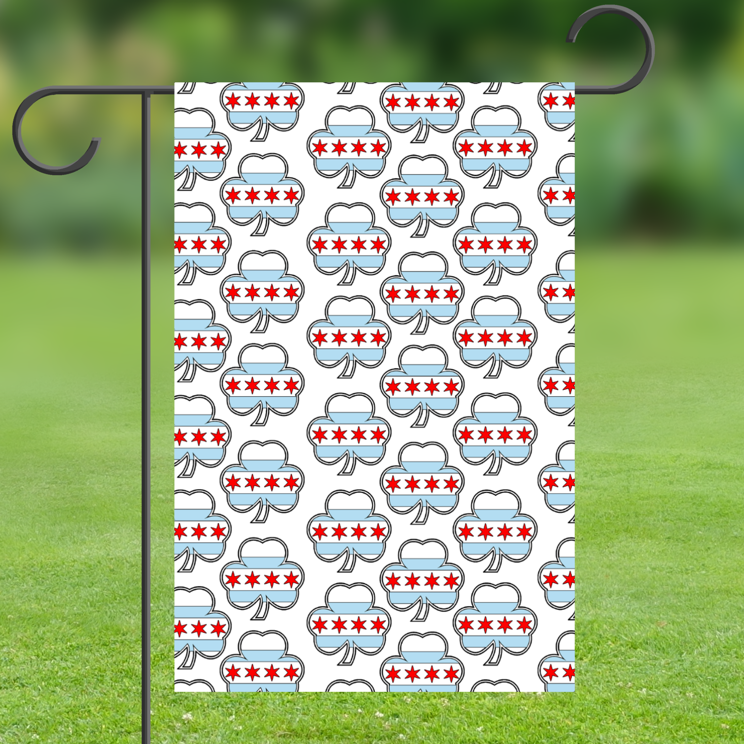 Chicago Flag Shamrock St. Patty's Garden Flag