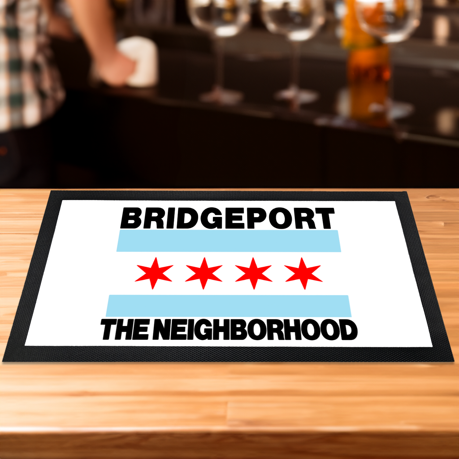 Chicago Flag Bridgeport Bar Mat
