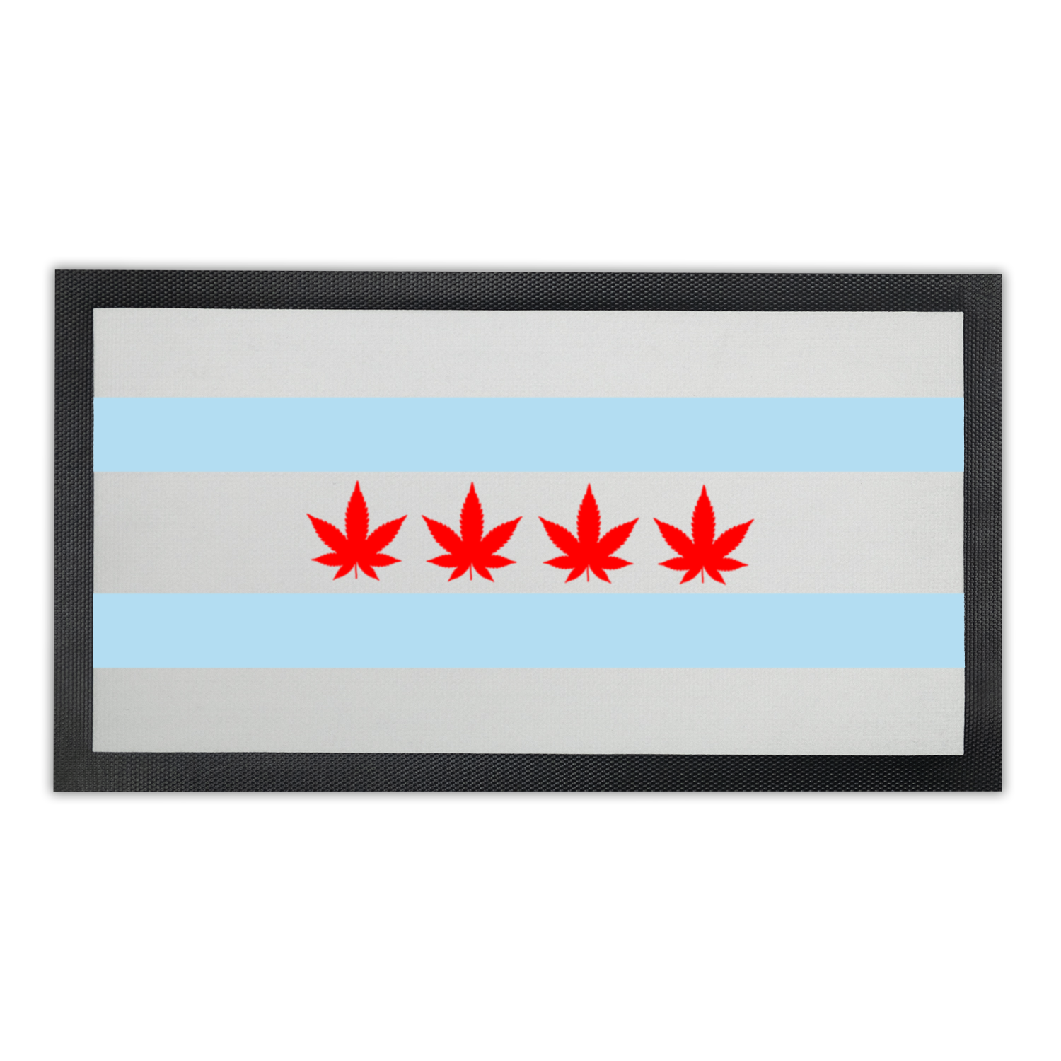 Chicago Flag Four Pot Leaf Bar Mat
