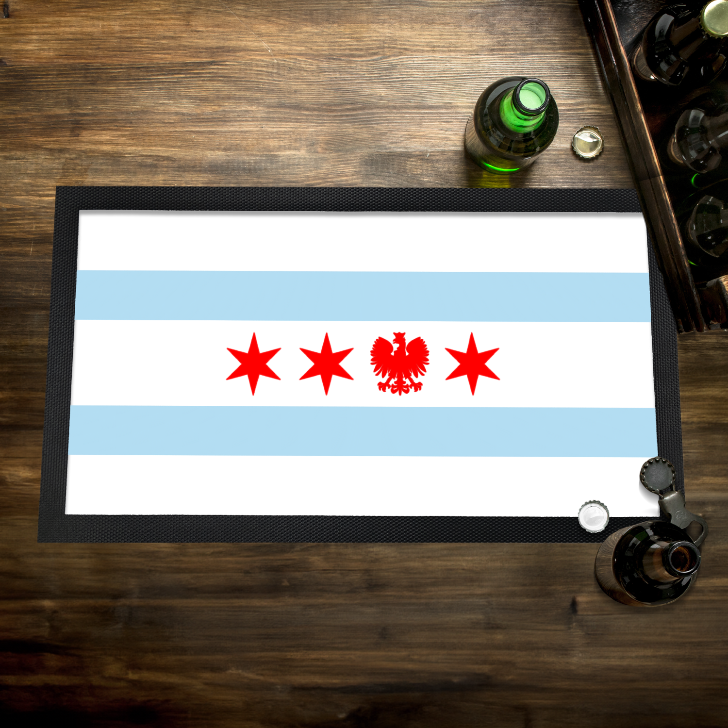 Chicago Flag Polish Single Eagle Bar Mat
