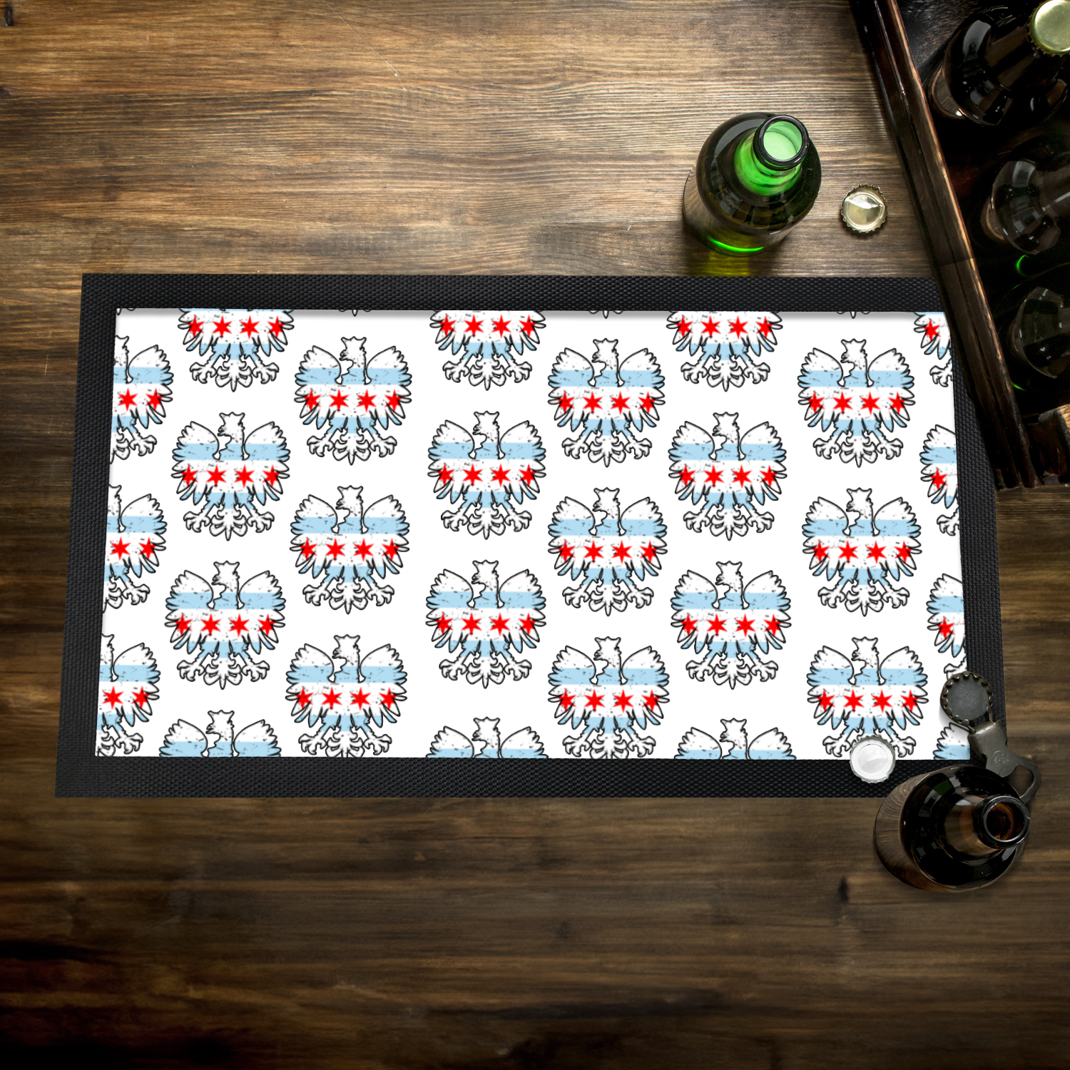Chicago Flag Polish Eagle Bar Mat