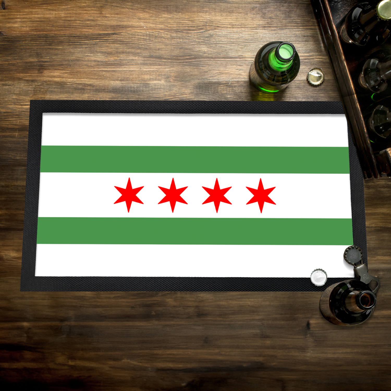 Chicago Flag Green River Bar Mat