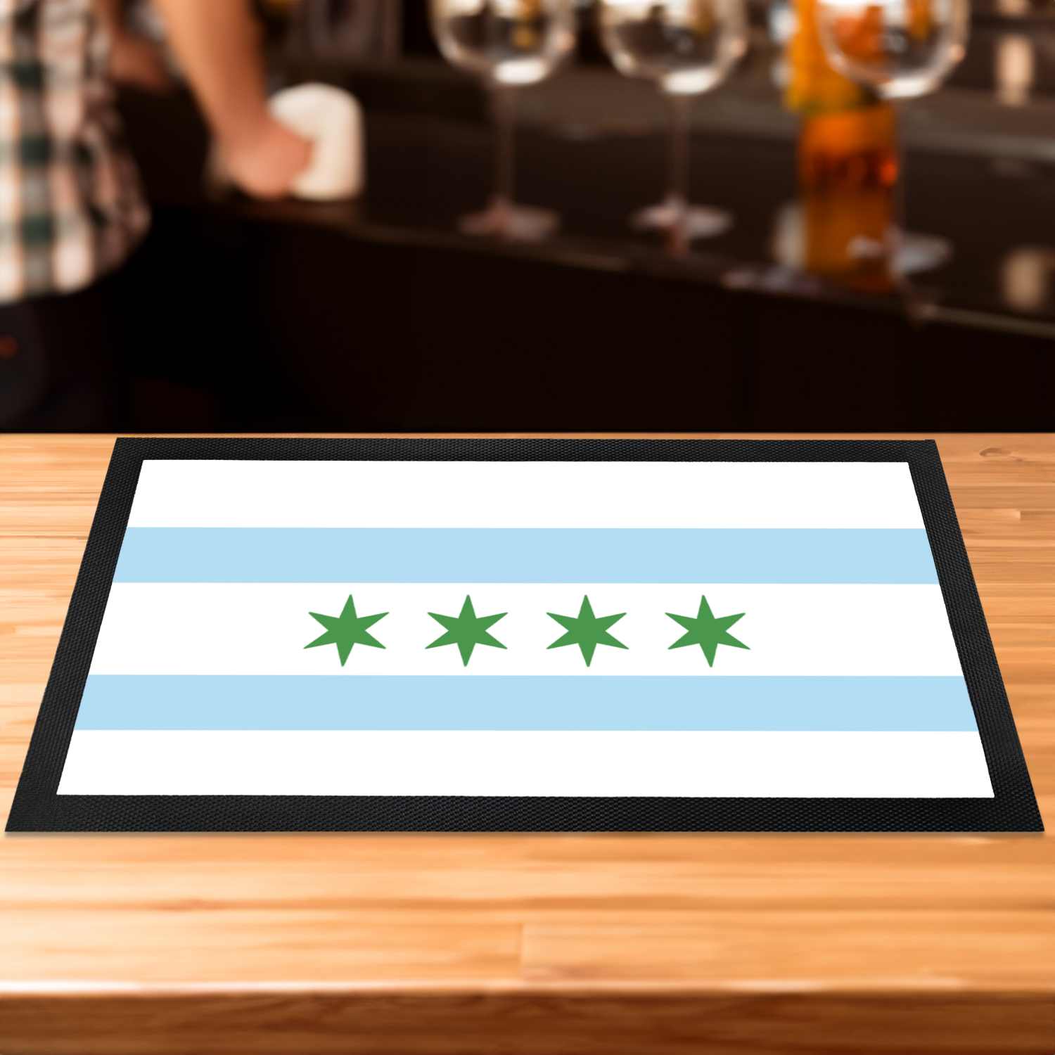 Chicago Flag St. Patty's Bar Mat