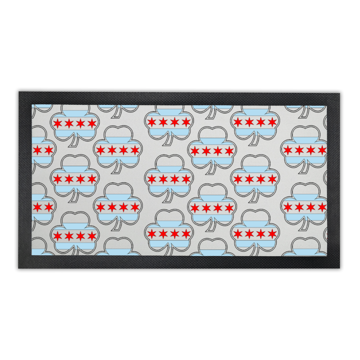 Chicago Flag Shamrock St. Patty's Bar Mat