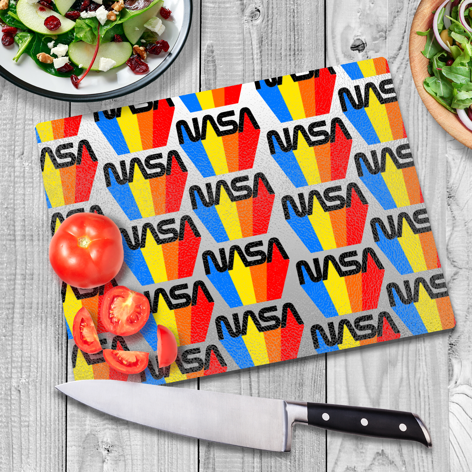 NASA 80's Retro Glass Cutting Board