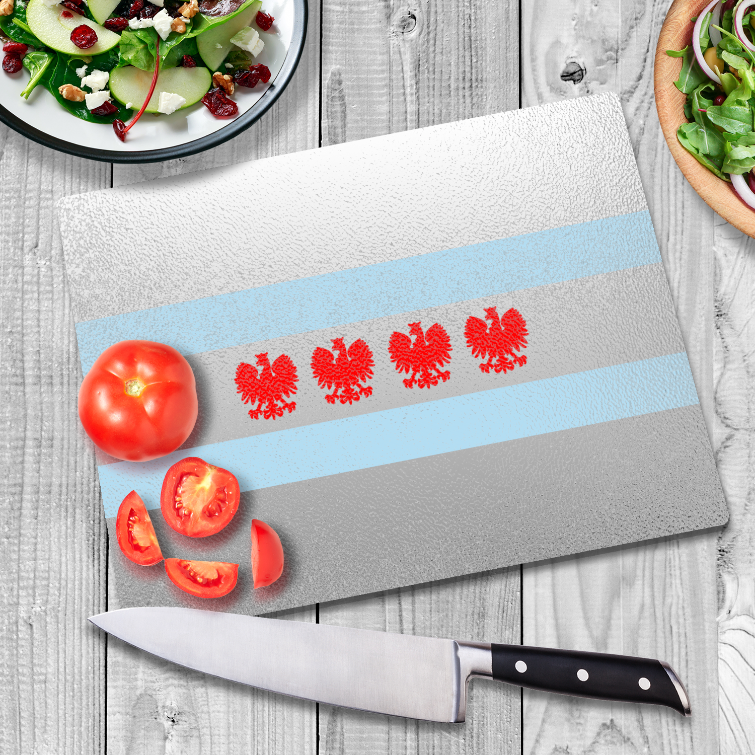 Chicago Flag Polish Four Eagle Glass Cutting Board