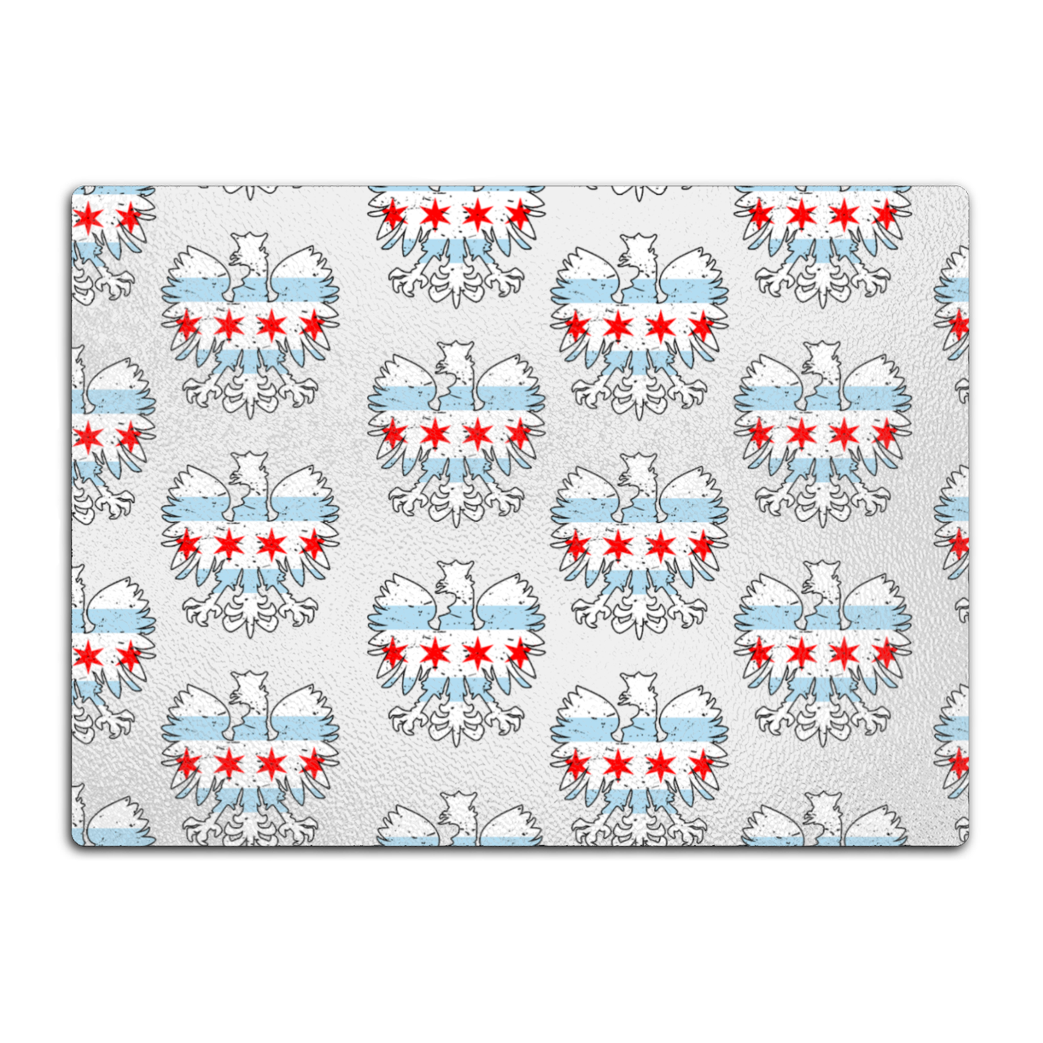 Chicago Flag Polish Eagle Glass Cutting Board