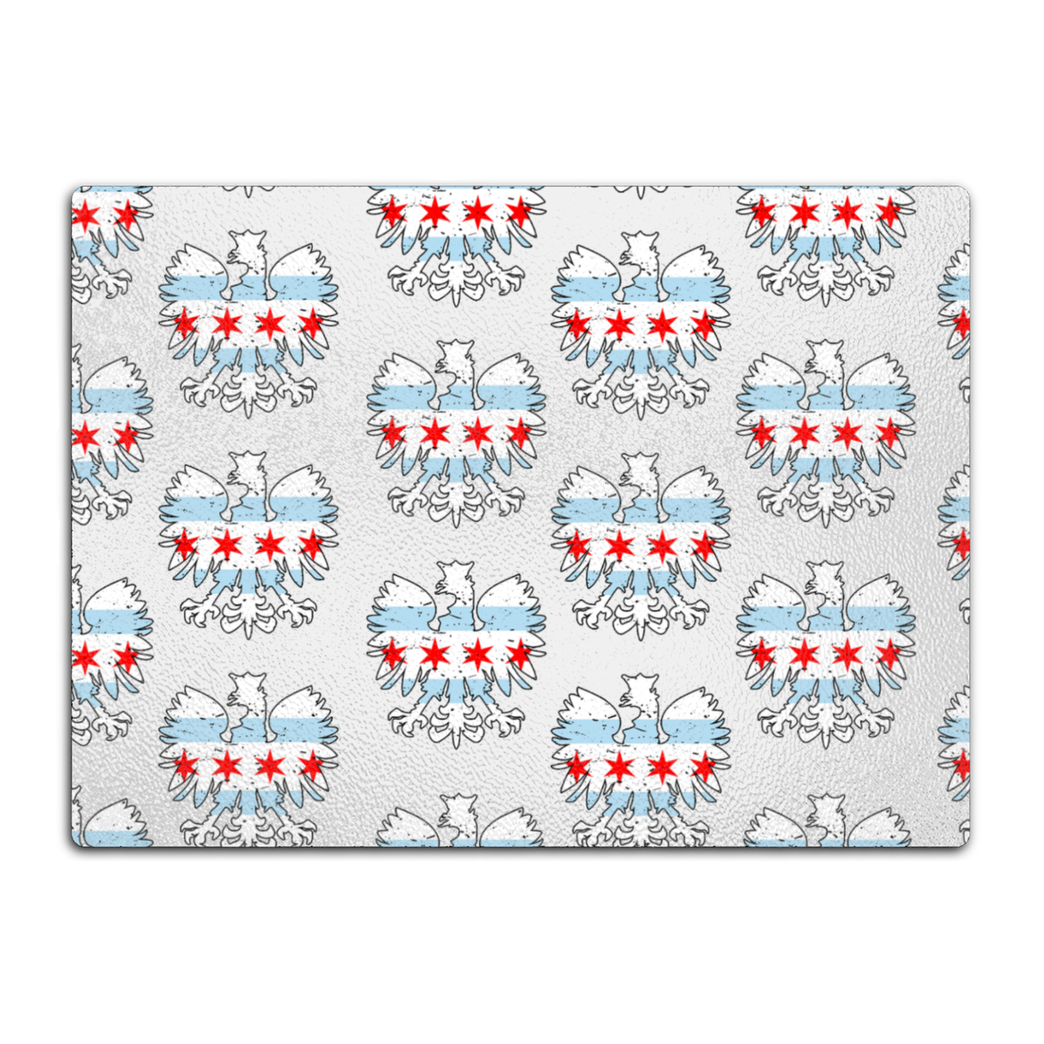 Chicago Flag Polish Eagle Glass Cutting Board