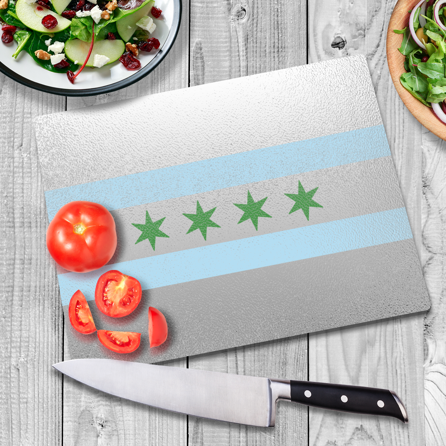 Chicago Flag Sit. Patty's Glass Cutting Board