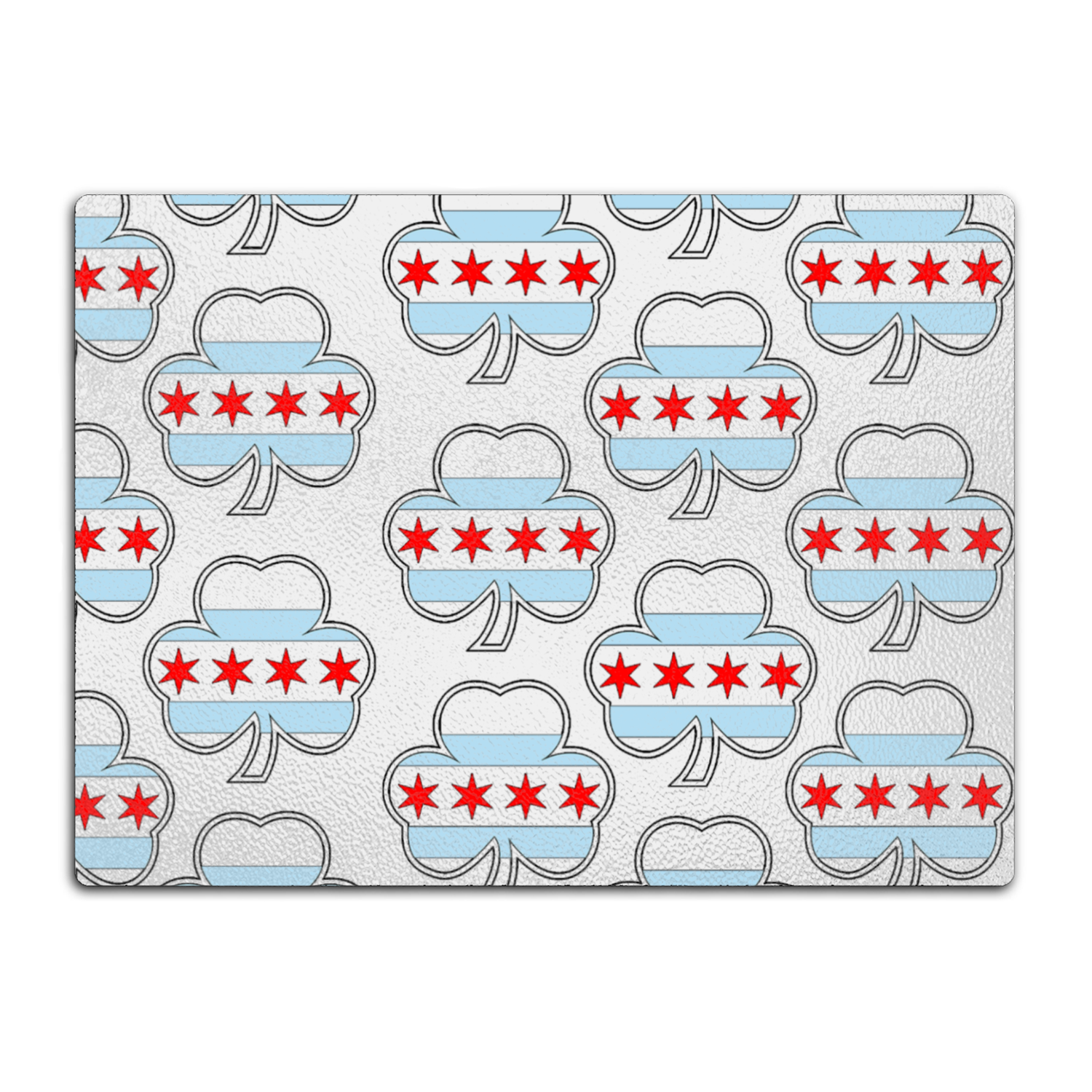 Chicago Flag Shamrock St. Patty's Glass Cutting Board