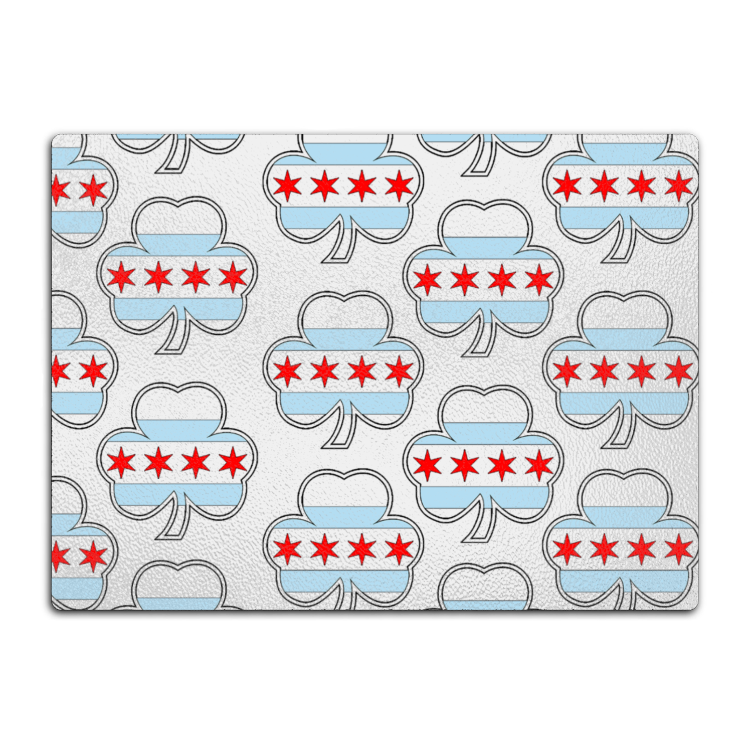 Chicago Flag Shamrock St. Patty's Glass Cutting Board