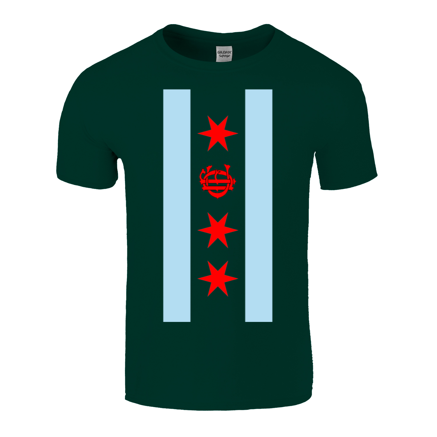 Chicago FD/EMT Vertical Flag T-Shirt