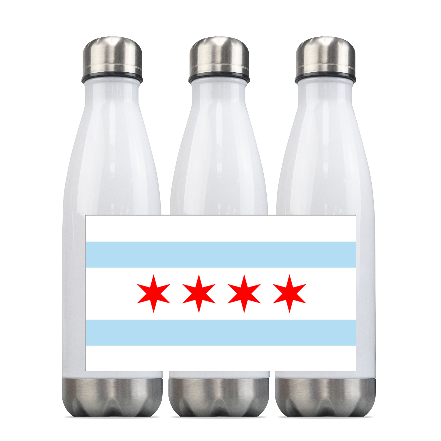 Chicago Flag Steel Slim Water Bottle