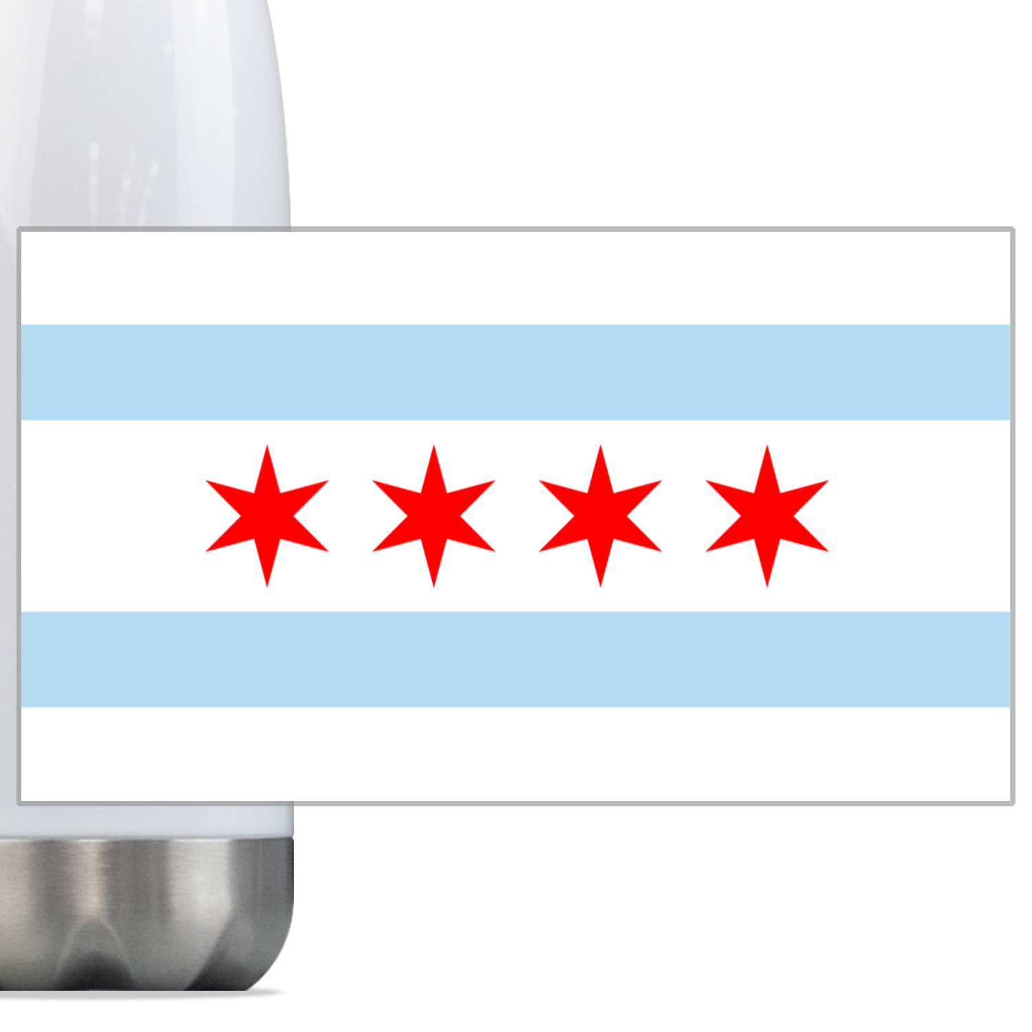 Chicago Flag Steel Slim Water Bottle