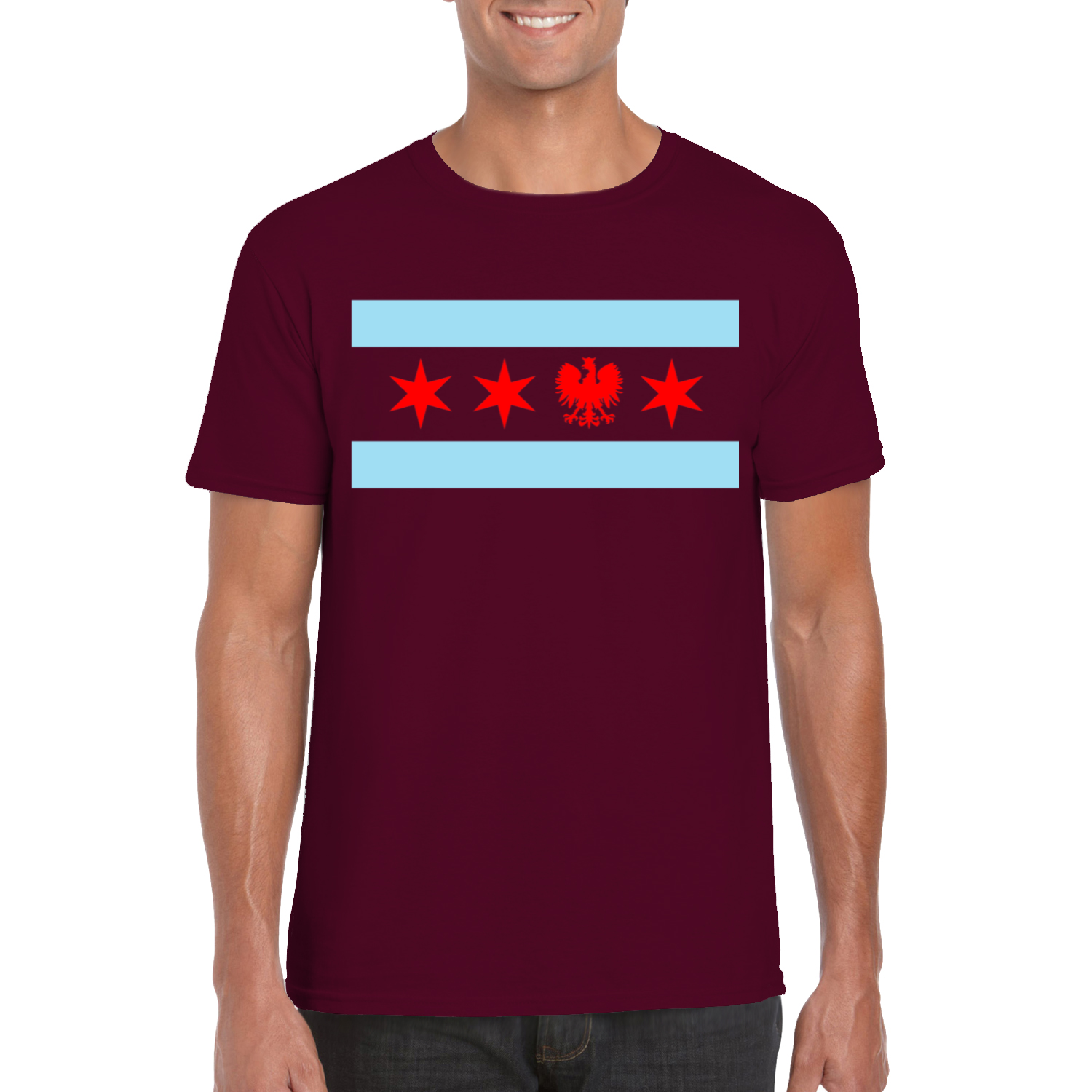 Chicago Flag Single Polish Eagle T-Shirt