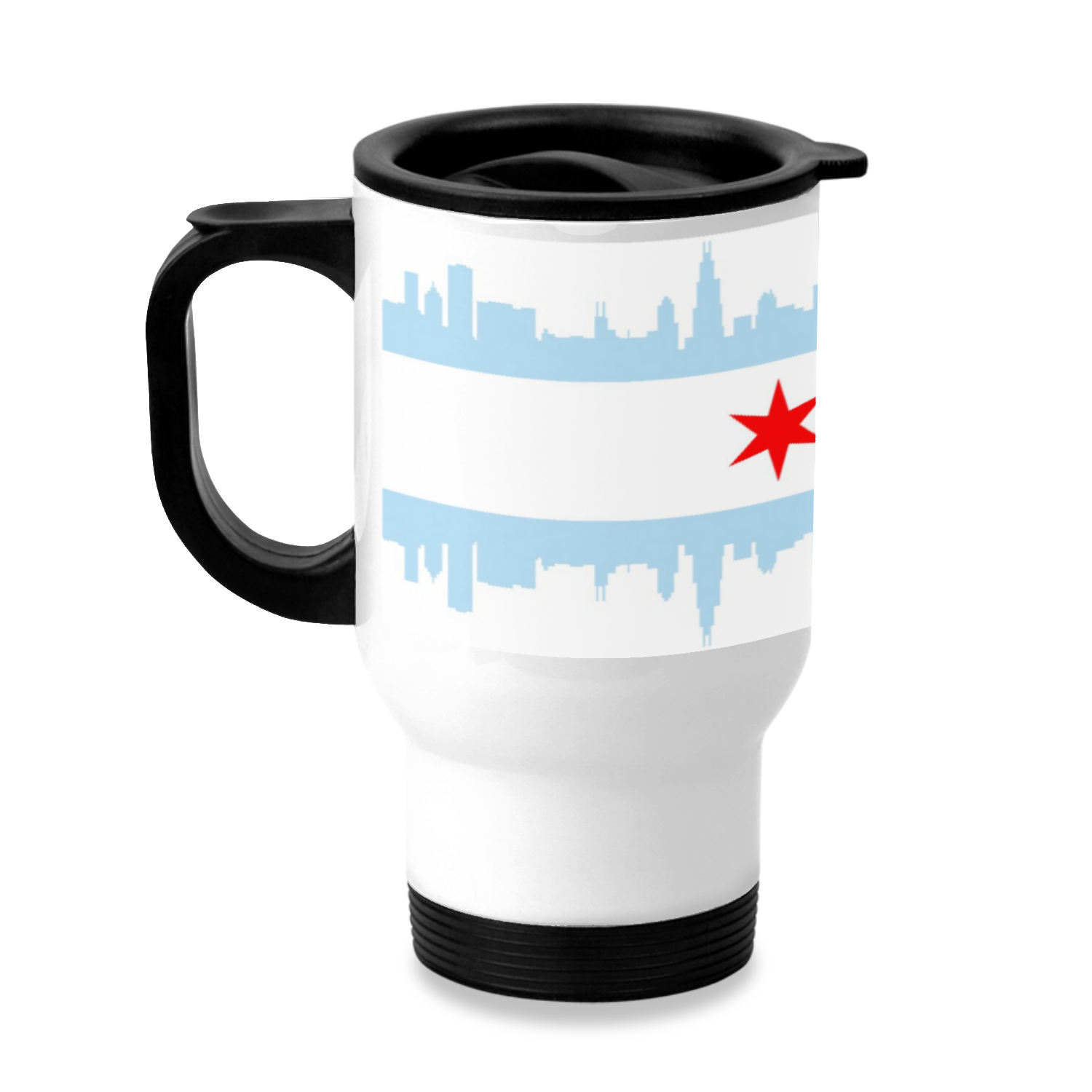 Chicago Skyline Flag Travel Mug