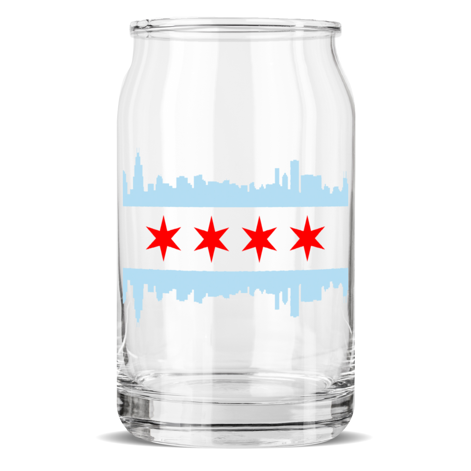 Chicago Skyline Flag Sculptured Glass