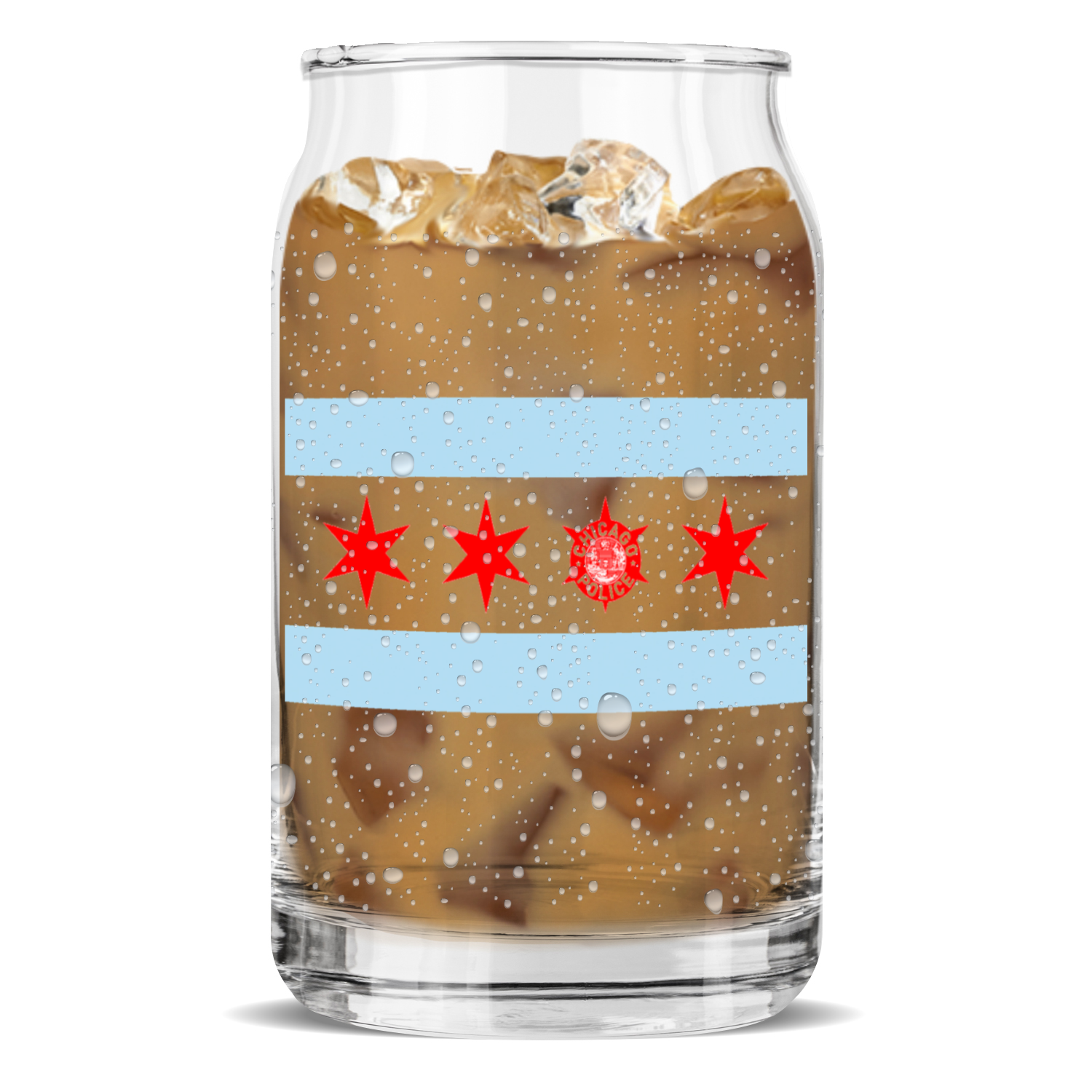 Chicago PD Flag Sculptured Drinking Glass