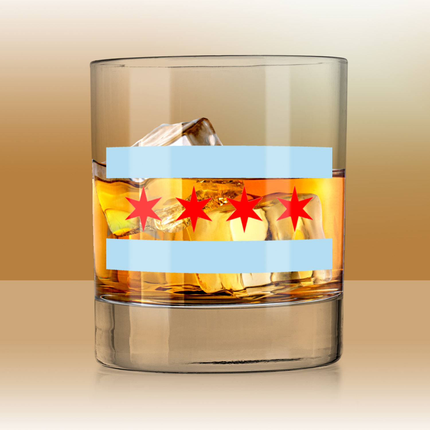 Chicago Flag Whiskey Glass
