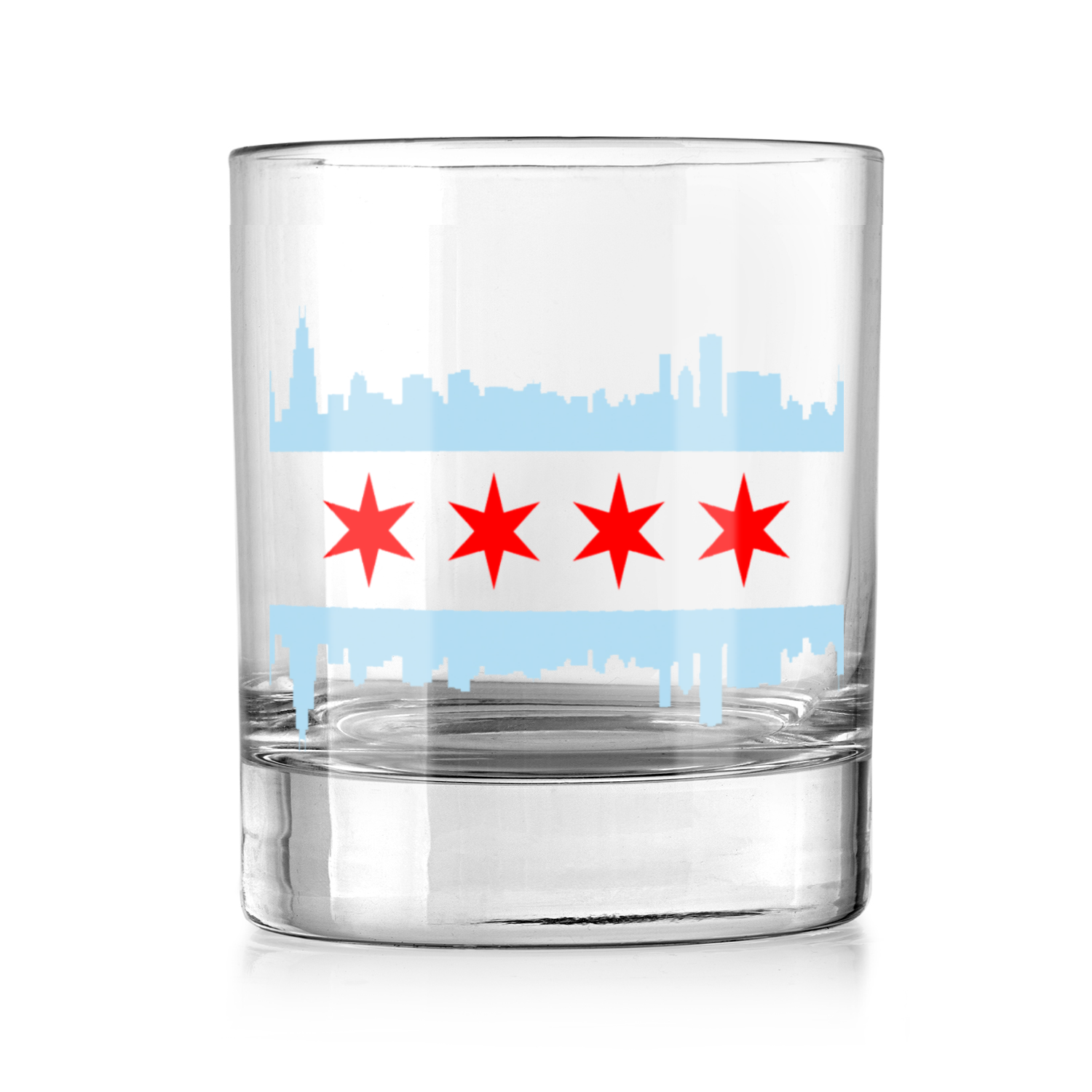 Chicago Skyline Flag Whiskey Glass