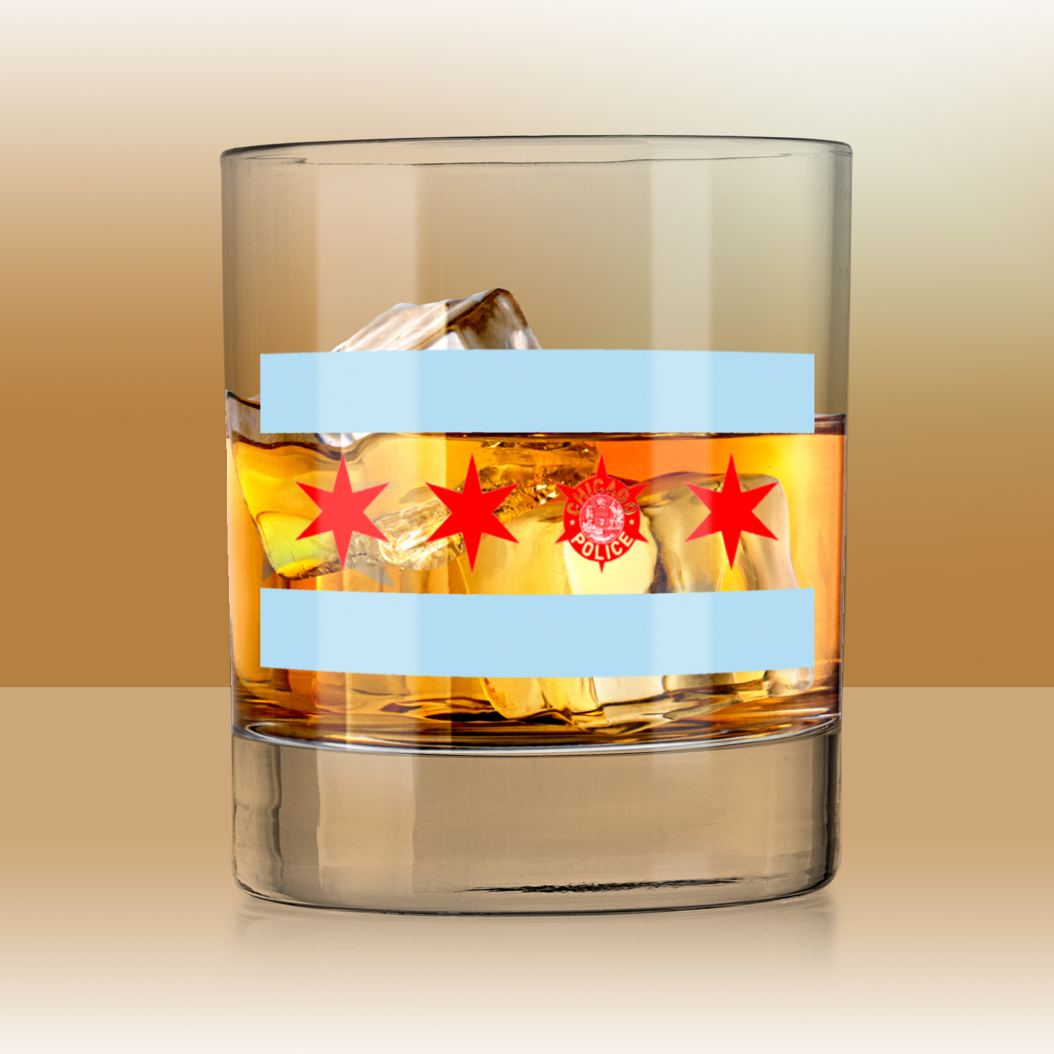 Chicago PD Flag Whiskey Glass
